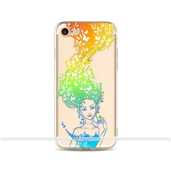 

e347 sweet girl pattern personalized creative case painting mobile phone protective cover tpu soft case cover wholesales for iphone5 6 7 8