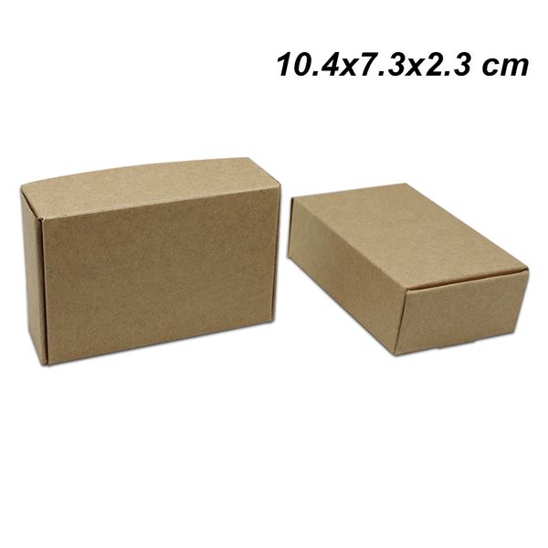 

50pcs/lot 10.4x7.3x2.3 cm brown kraft paper gifts box for party cake candy paper board jewelry chocolate cookies handmade soap packing boxes