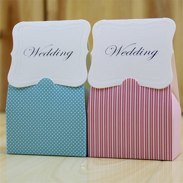 

50pcs wedding pink light blue flat candy box bags birthday party valentine's day decor kid gifts