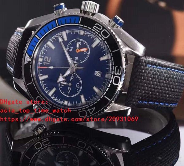 

5 colors 44mm watches planet ocean chronograph working japanese quartz movement men's watches, Slivery;brown