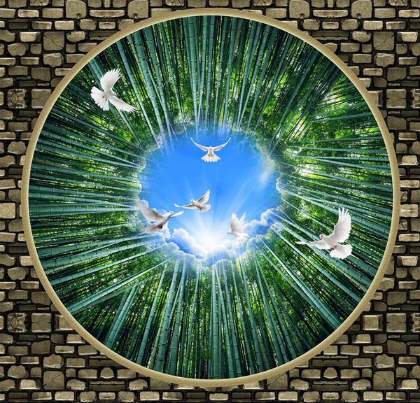 

обои для дома декор для гостиной гостиная белый голубь бамбуковый лес 3d потолок бамбуковые фрески