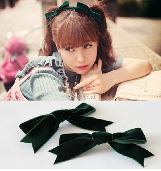 

in 2pcs women's velvet bow hairpins girl's cute lovely fashion hair clips hair korea accessories 2016