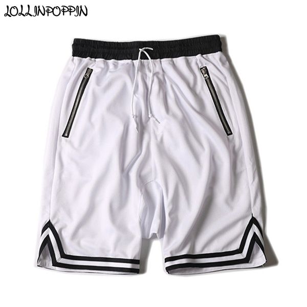 

high street sportswear men mesh harem shorts drawstring elastic waist hip hop casual shorts bottom striped bermuda, Black
