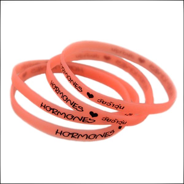 

onebandahouse printed skinny silicone wristband with name, Golden;silver