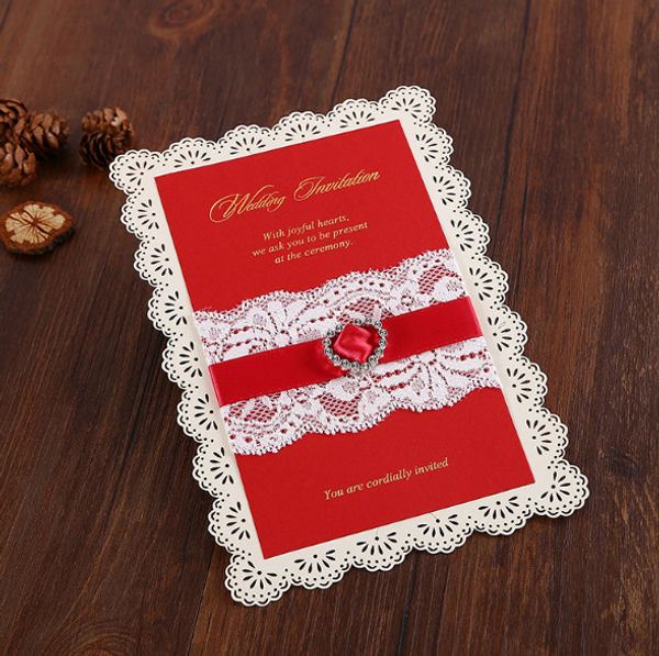 2018 wedding invitations cards red vintage style embossed wedding invitation with envelope and seal free printing scroll invitations shower vintage style wedding invitations