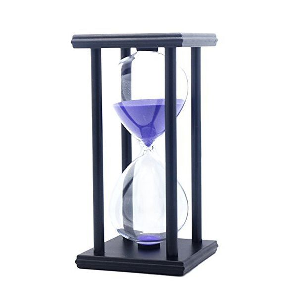 

60 minutes simple black flame with white purple sand hourglass four square wooden hourglass 1hour sand timer room decoration