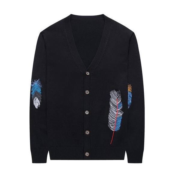 

мужская осень свитер кардиган v-образным вырезом вязаный тонкий пальто мода повседневная мужская одежда свитера печати однобортный британски, Black;brown