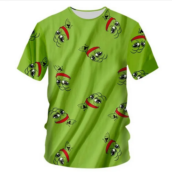 Marca Pepe O Sapo T Camisa Dos Homens de Verão Tops Cool Verde Dos Desenhos Animados Camiseta Harajuku Moda 3D T-Shirt Plus Size