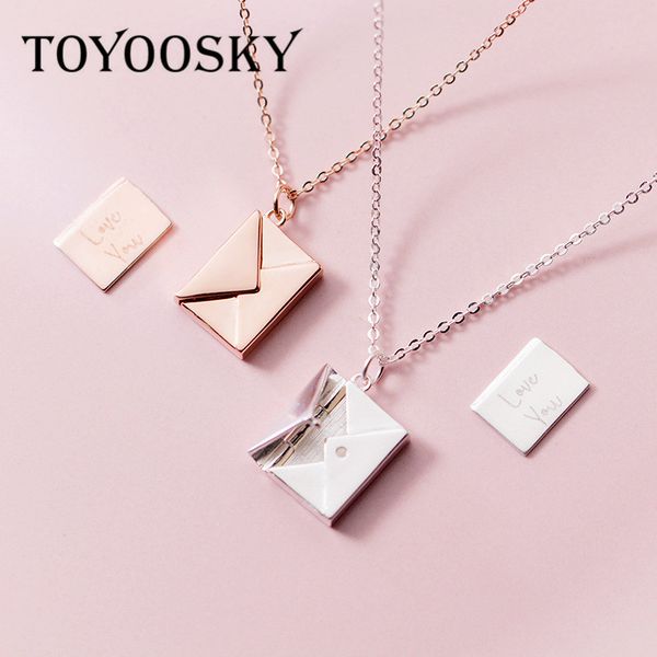 

toyoosky подлинная стерлингового серебра 925 кулон ожерелье женщин конверт любовник письмо кулон лучшие подарки для подруги, Silver
