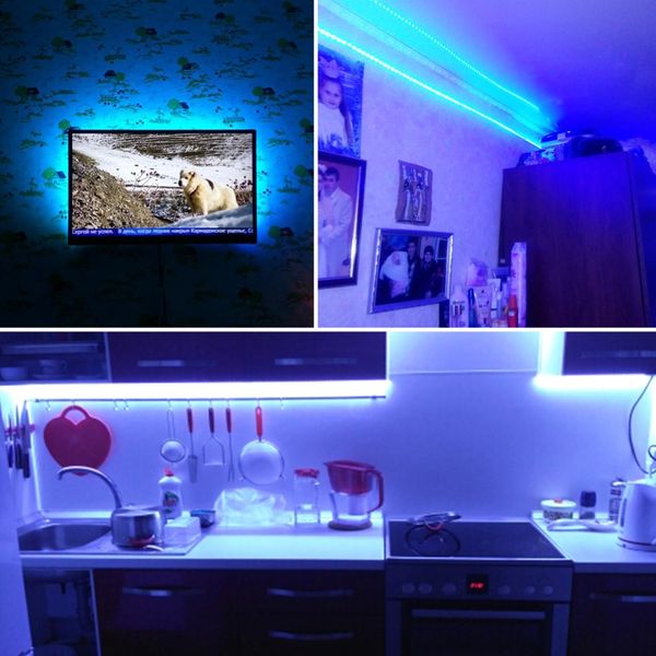 

RGB светодиодные ночные огни 5 м 5050 SMD 120 светодиодов/м DC 12 В водонепроницаемый IP65 гибкие полосы света для ТВ настольных ПК подсветки экрана