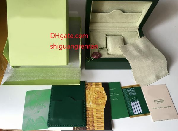 

Watche box men watch box original men women wri twatch gift boxe green leather box booklet card tag and paper in engli h