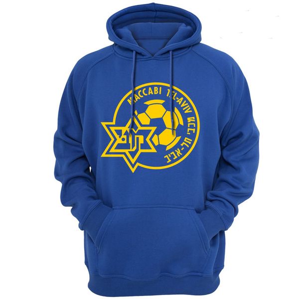 

maccabi tel aviv fc israel hoodies sweatshirts casual apparel men hoody outerwear spring autumn season clothing fashion 515, Black