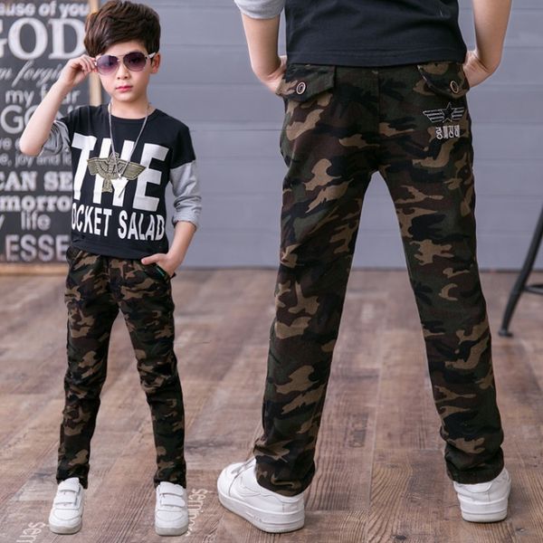 

brand boy autumn wear pants 2018 new boy spring casual pants cotton 5-13 years children camouflage trousers for retail, Blue