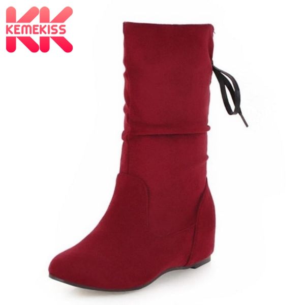 

kemekiss plush size 30-50 4 colors women half short boots winter fur shoes women bowtie round toe bowtie bowknot shoes footwear, Black