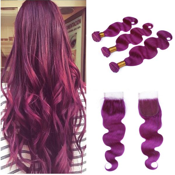 2019 8a Hot Sale Pure Color Purple Human Hair Bundles With Lace