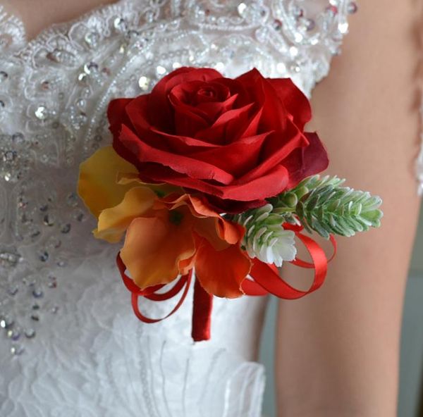 

bride's breast decoration with wedding supplies in