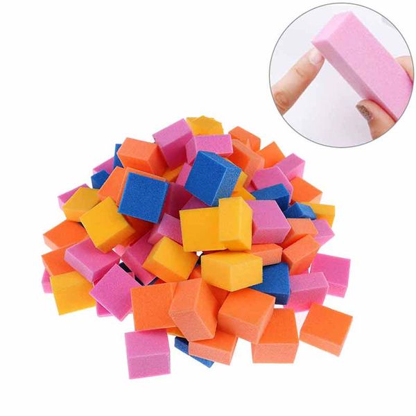 

1 bag random color colorful mini irregular nail buffers sanding sponge files grinding polishing nail art tool