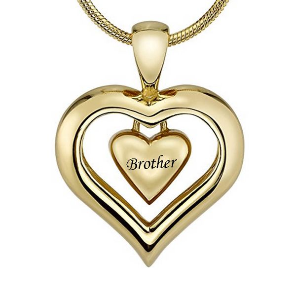

heart gold finish cremation jewelry urn pendant memorial keepsake necklace for ashes pendant (dad and mom), Silver