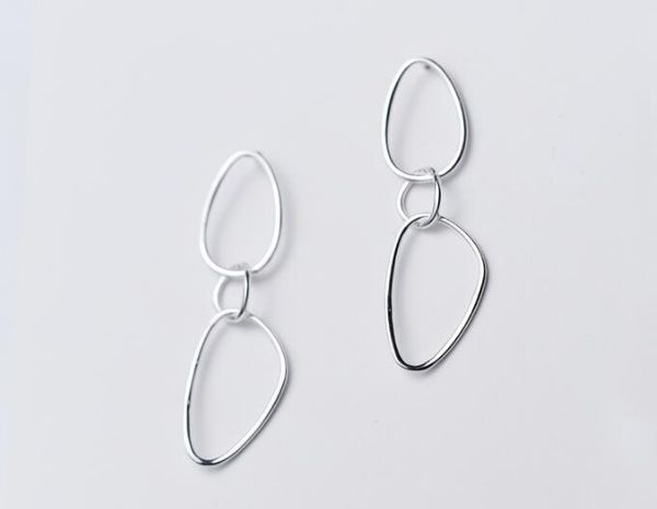 

1pair 100% real. 925 sterling silver fine jewelry geometric open circle dangle earrings long gtle1767, Golden;silver