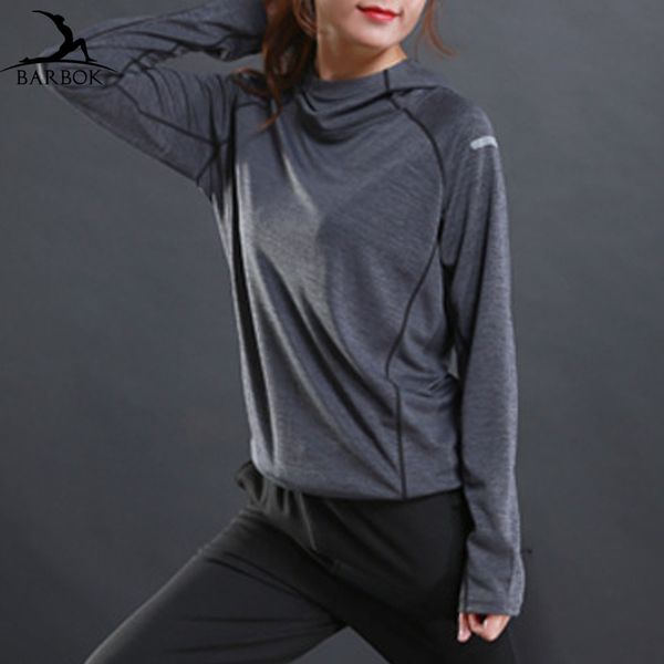 

barbok long sleeve running jackets for women men hoodie no zipper sports jersey runner jogging ladies outer fitness clothing, Black;red