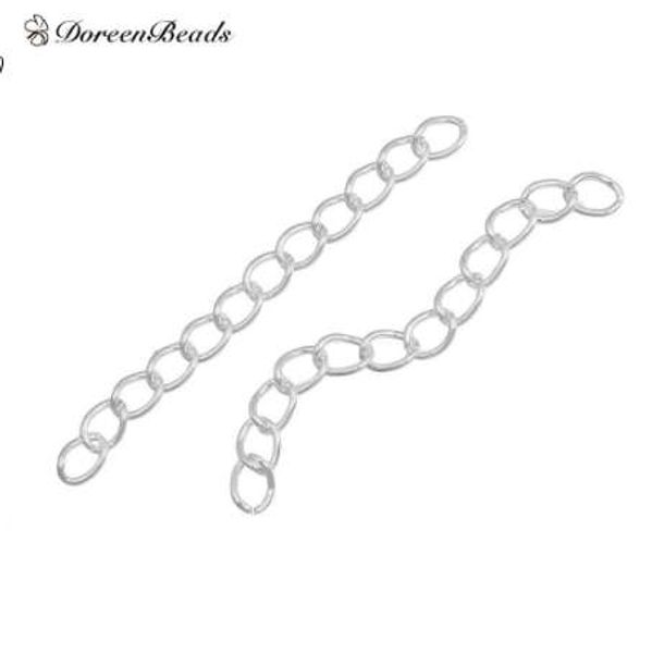 

doreenbeads 100 pcs 50mm x 3mm silver color extended & extension jewelry chains/tail extender jewelry accessories (b04437), Blue;slivery