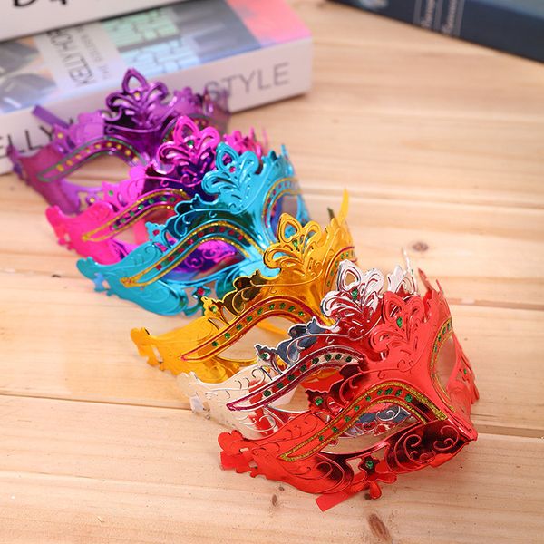 

mens woman halloween mask masquerade masks mardi gras venetian dance party face gold shining plated mask 6 colors t1i704