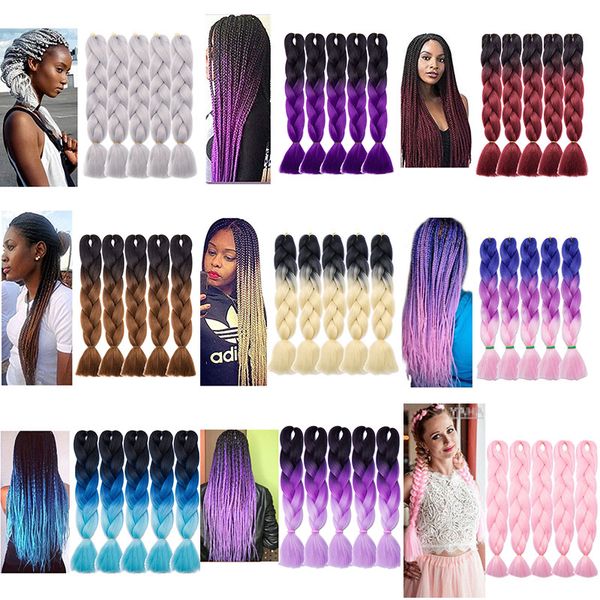 Wholesale Ombre Braiding Hair 24inch Kanekalon Jumbo Braids