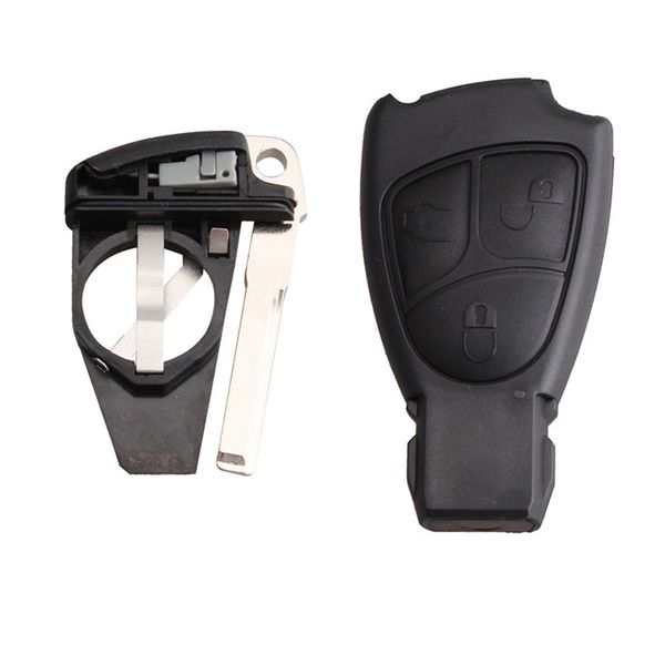 

3 buttons car key battery clip and blank key for benz smart key fob remote shell
