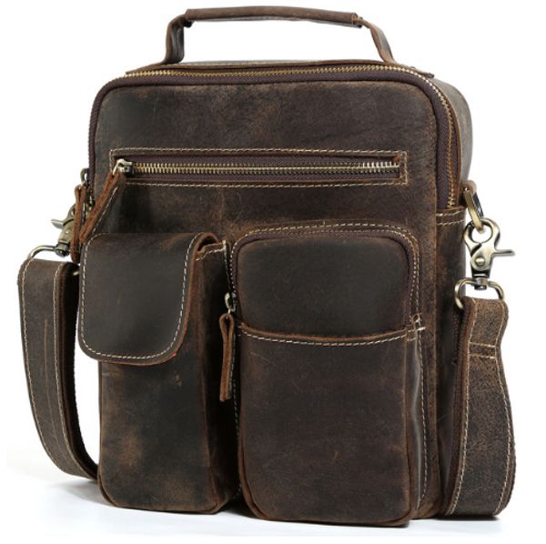 

cowhide crazy horse leather leather satchel cross body bag vintage style small tote handbag men large purse messenger bags