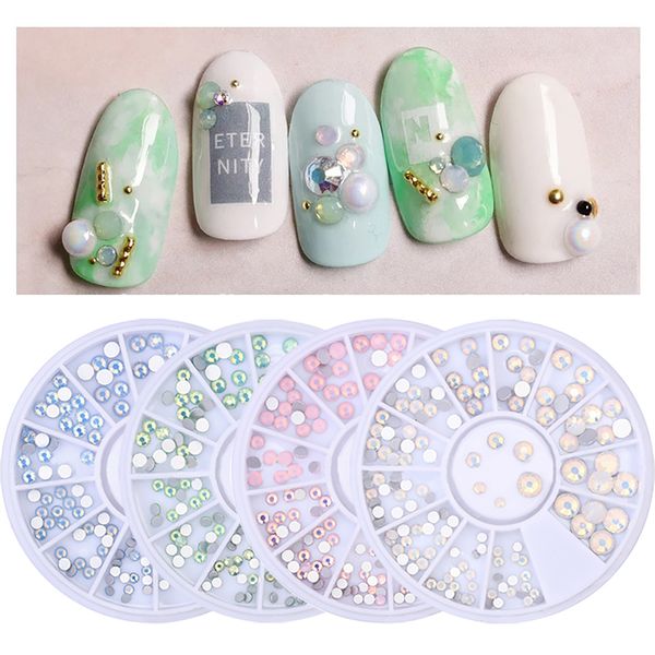 Acheter Opale Ongles Strass Dos Plat Rose Perles Bleues Gel Uv 3d Nail Art Décoration En Roue Manucure Diy De 3526 Du Offbeige Dhgatecom