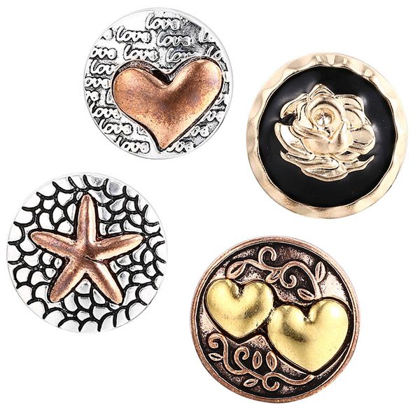 

10pcs 2019 new 4colors snap jewelry metal snap button charms fit diy 18mm snap bracelet bangle, Bronze;silver