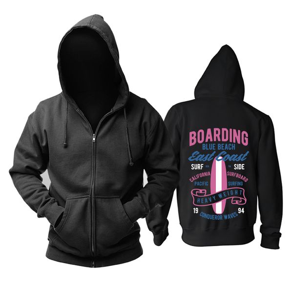 

bloodhoof boarding blue beach printing black cotton men new hoodie