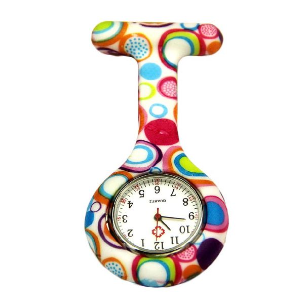 

pocket watch clip-on fob quartz brooch hanging nurse watch fashion casual men women rubber silicone saat, Slivery;golden