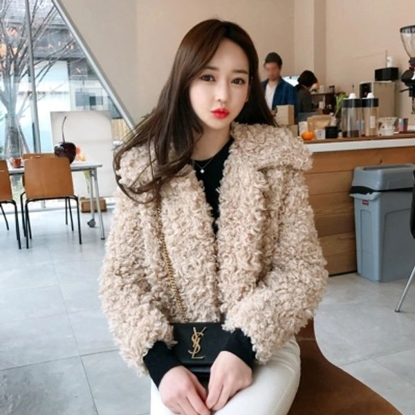 

2018 women new fashion faux fur coat m18, Black