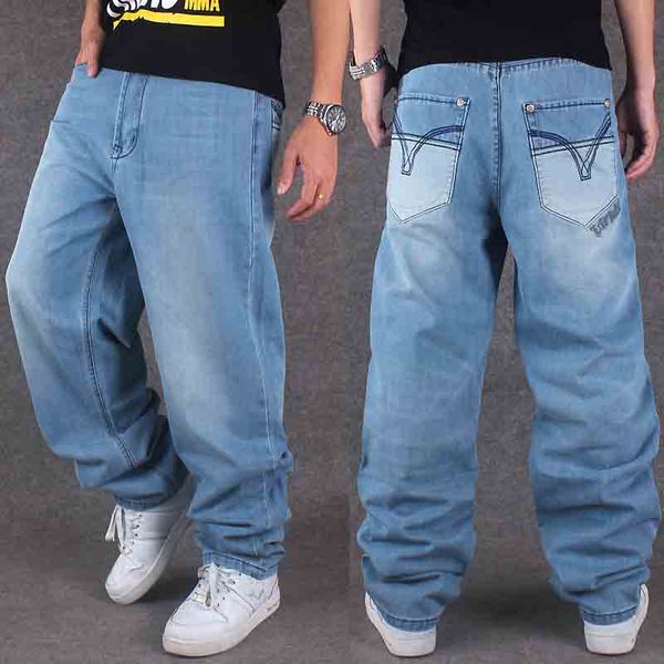 Jeans hip-hop da uomo di marca Tide Abbigliamento HIPHOP pantaloni larghi casual più fertilizzante plus size Jeans da uomo Sicuramente pantaloni da discoteca