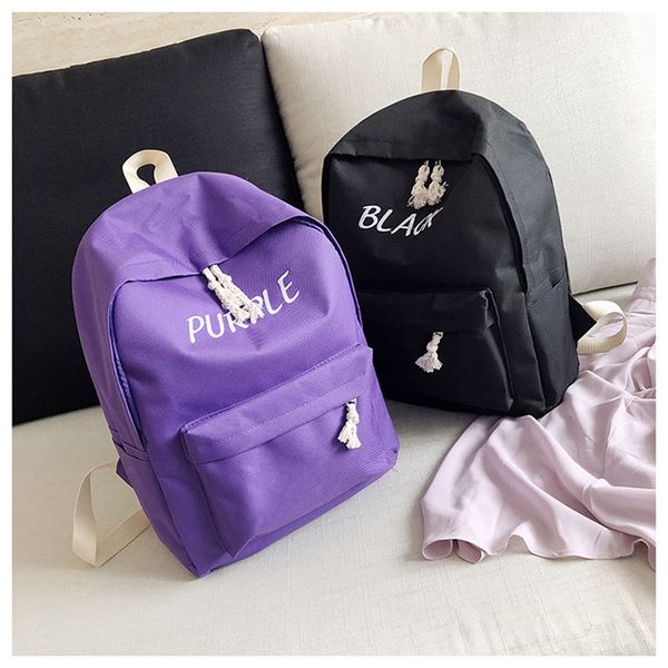 

backpacks for women new casual girl school bags solid color letter jacquard canvas backpack high capacity travel bag