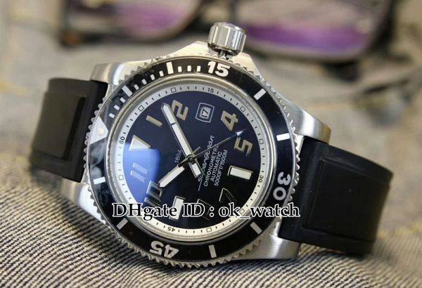 

new watch superocean black dial a1736402 automatic men's watch silver case rubber strap a1739102 gents sport watches 4 colors, Slivery;brown