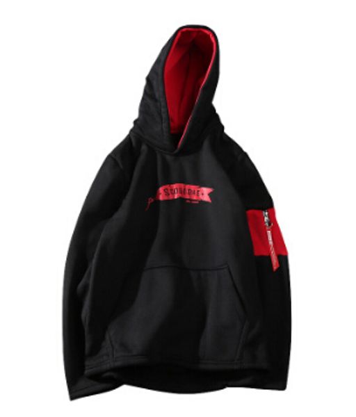 

stylish hoodies men korea slim fit street pullovers hooded colors contract autumn spring new fashion long sleeved casual, Black