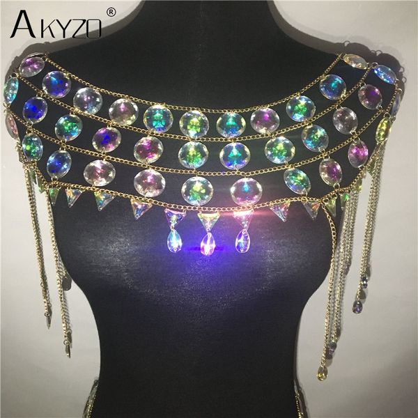 

akyzo faux crystal gems patchwork tank 2018 new women handmade tassel hollow beach camis nightclub party festival top, White
