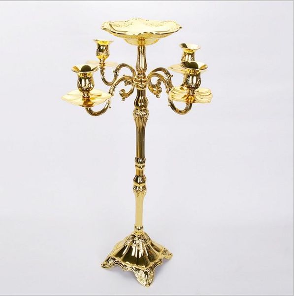 

rated gold plated floor candelabra 83cm metal candle holder, pure gold candleholder with nice flower bowl
