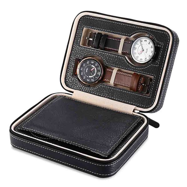 

4 grids pu leather watch box jewelry storage case watch display box caja reloj container jewelry organizer, Black;blue