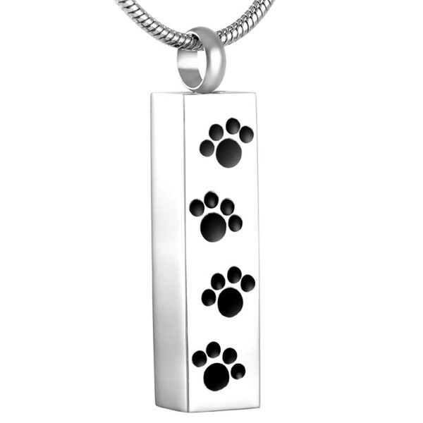 

ijd8600 горячие продажи pet урна пепел кулон для женщин мужчин из нержавеющей стали собака кошка лапа печать на память кремация ожерелье юве, Silver