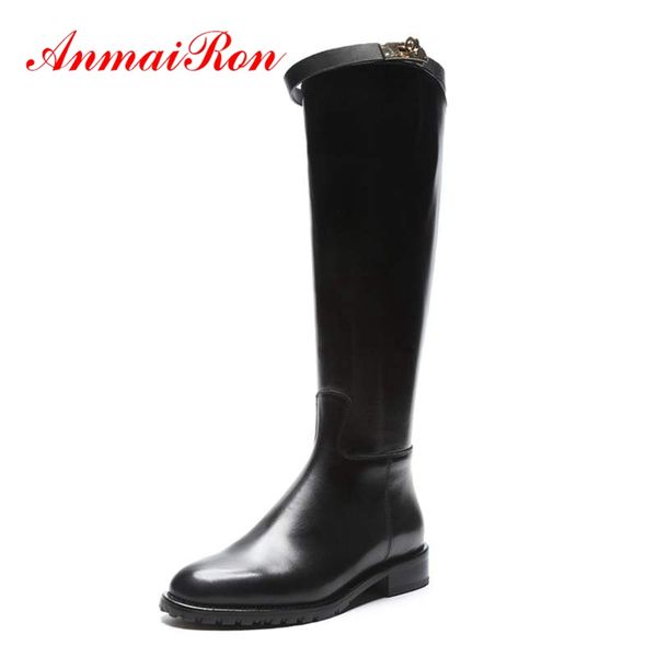 

anmairon basic round toe knee-high slip-on boots women winter boots women zapatos de mujer macvise size 34-40 zyl1576, Black