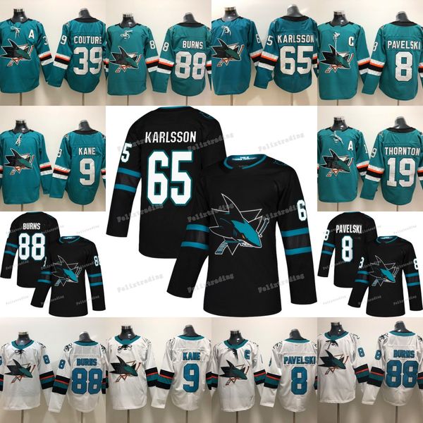 

2019 New San Jose Sharks 65 Erik Karlsson 88 Brent Burns 8 Joe Pavelski Joe Thornton Evander Kane Logan Couture Black Hockey Jerseys