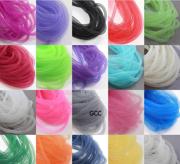 

4mm 50 yards non-met tubular crin crinoline cyberlox stretch tubing for hair accessories, Black;white
