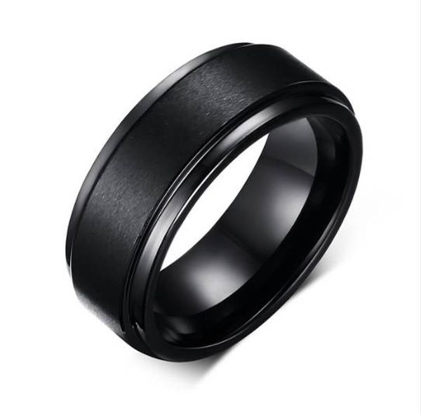 

mens rings basic 8mm wedding band black pure tungsten carbide engagement ring for men matte brushed center jewelry bague homme, Silver