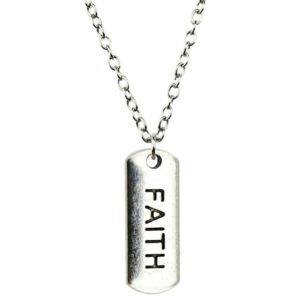 

wysiwyg 5 pieces metal chain necklaces pendants hand made necklace men faith tag 21x8mm n2-b11775, Silver