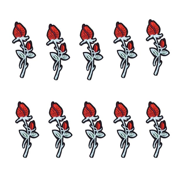 10 Stück Schönheits-Rosen-Aufnäher für Kleidung, Taschen, zum Aufbügeln, Transfer-Applikation, Blumen-Aufnäher für Jeans, Kleider, DIY, zum Aufnähen von Stickerei-Aufklebern