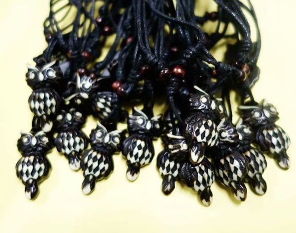 

yqtdmy 12 pcs/lots tribal style imitation carved owl pendants necklace for men women's gift, Silver