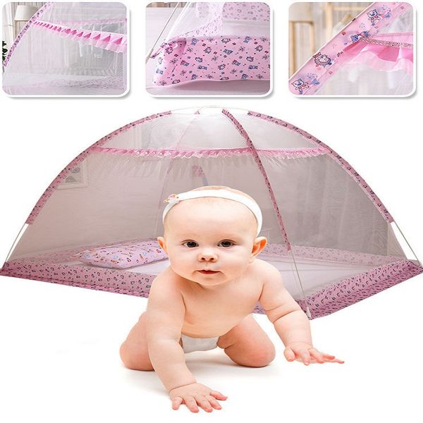

summer newly infant mosquito net folding mongolian yurt mosquito netting baby crib tent cradle bed canopy mosquiteiros blue pink
